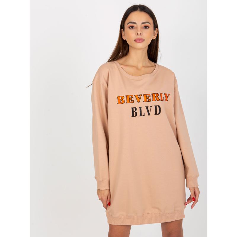 Női nyomtatott pulóver PATRICIE bézs színben