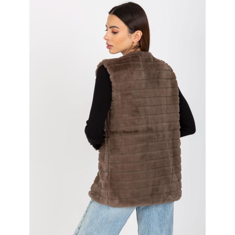 Női szőrmével bélelt mellény Softy OCH BELLA barna