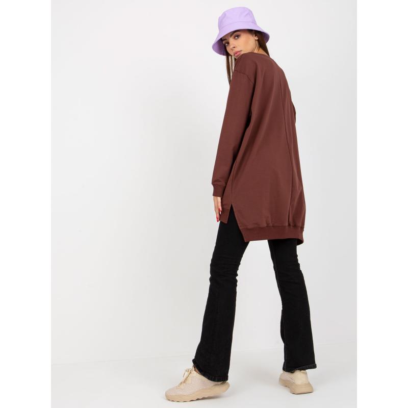 Női oversize pulóver JOHANA sötét barna és zöld