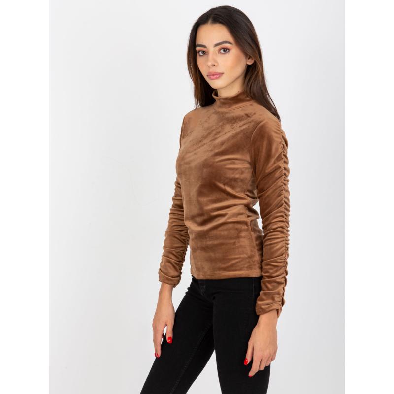 Női blúz fodros ujjakkal RUE PARIS barna