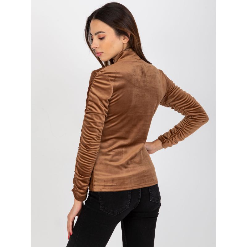 Női blúz fodros ujjakkal RUE PARIS barna