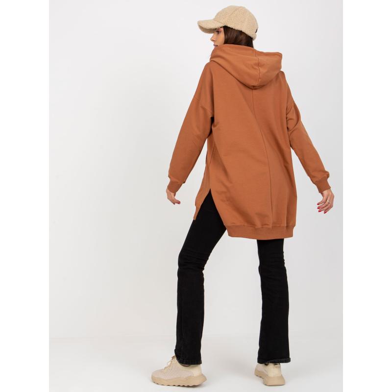 Dámská mikina s nášivkou a kapucí KIMA světle hnědá 