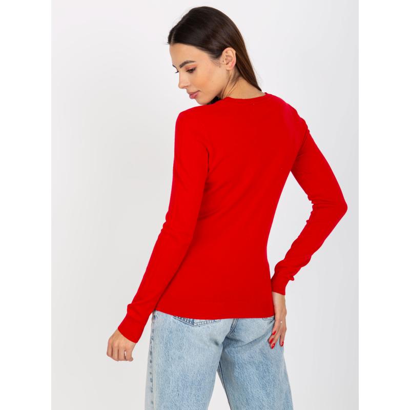 Dámský svetr s kulatým výstřihem BELA červený  