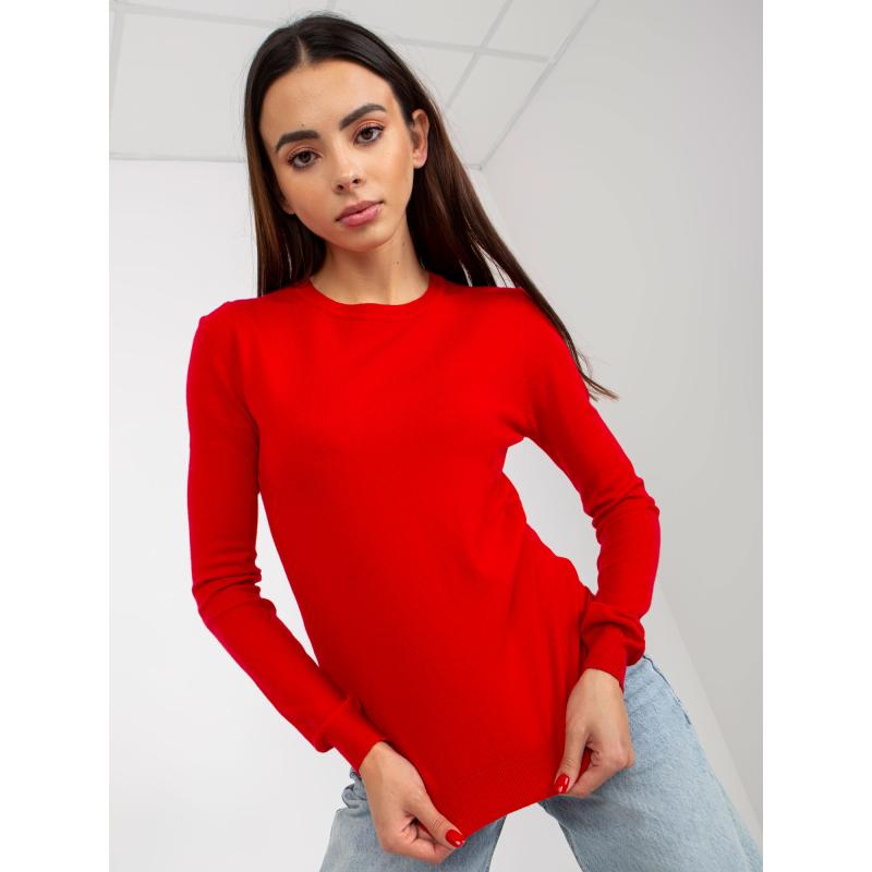 Dámský svetr s kulatým výstřihem BELA červený  