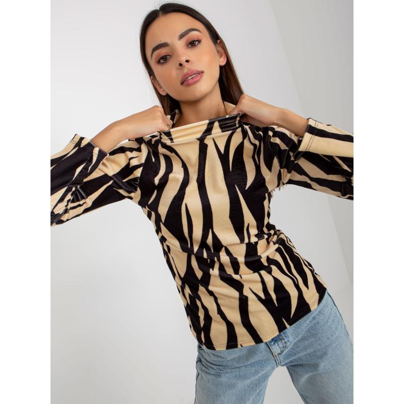 Dámská halenka s potiskem RUE PARIS světle béžová a černá 