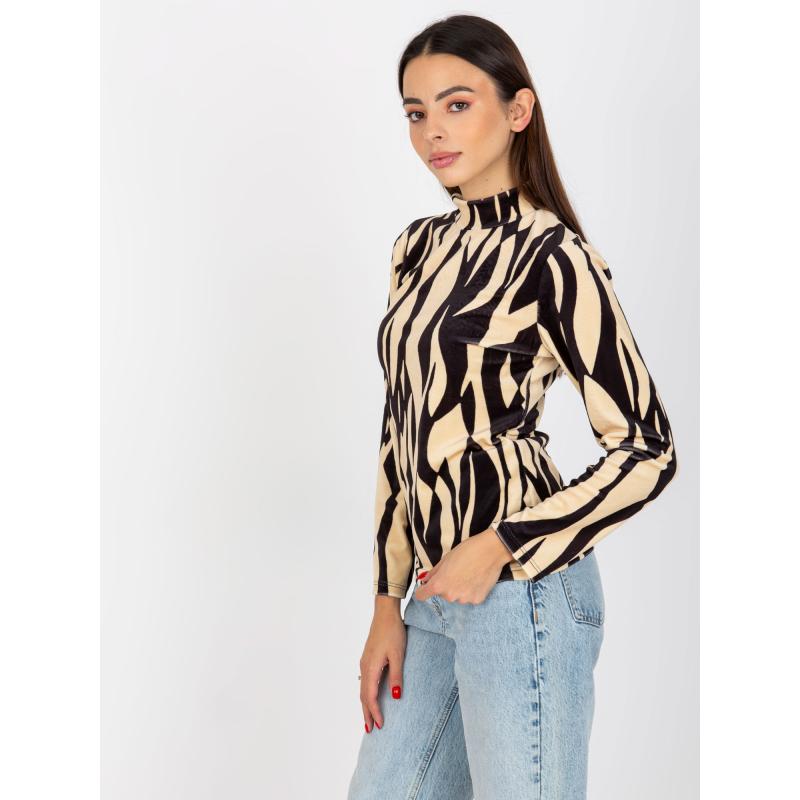 Dámská halenka s potiskem RUE PARIS světle béžová a černá 