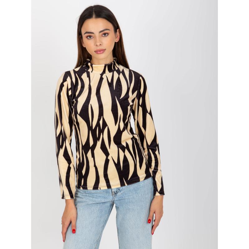 Dámská halenka s potiskem RUE PARIS světle béžová a černá 