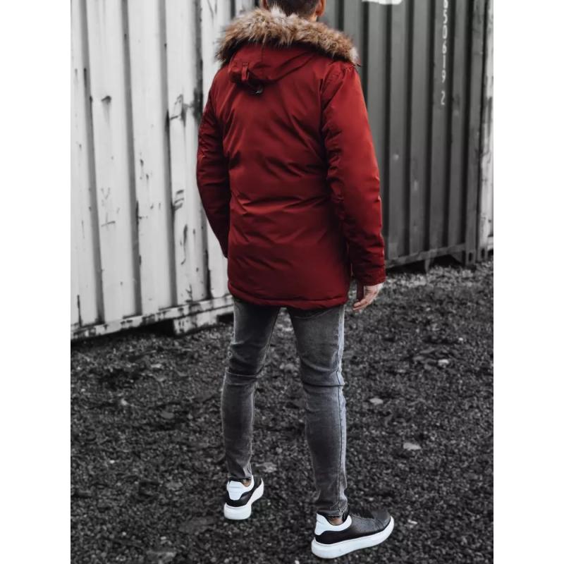 Férfi téli kabát kapucnival LEON bordó