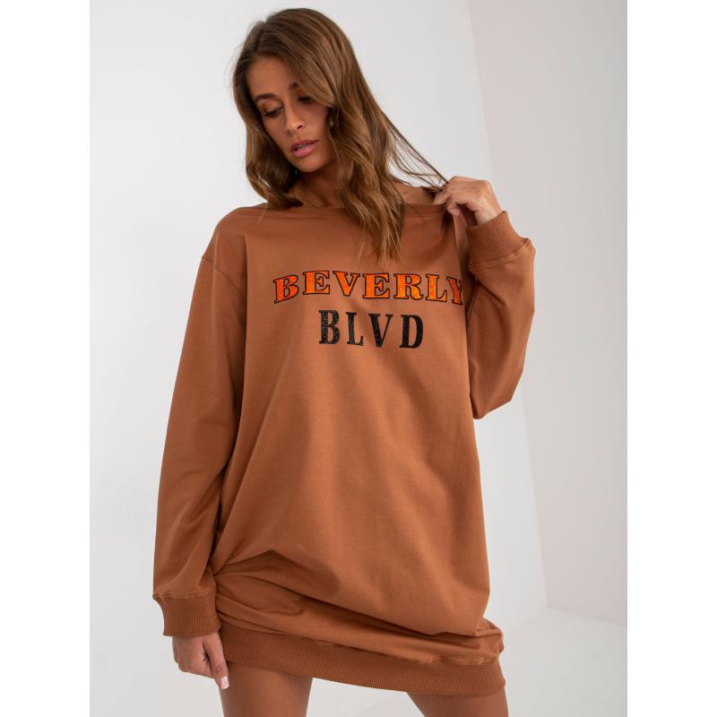 Női nyomtatott pulóver ADDY világosbarna