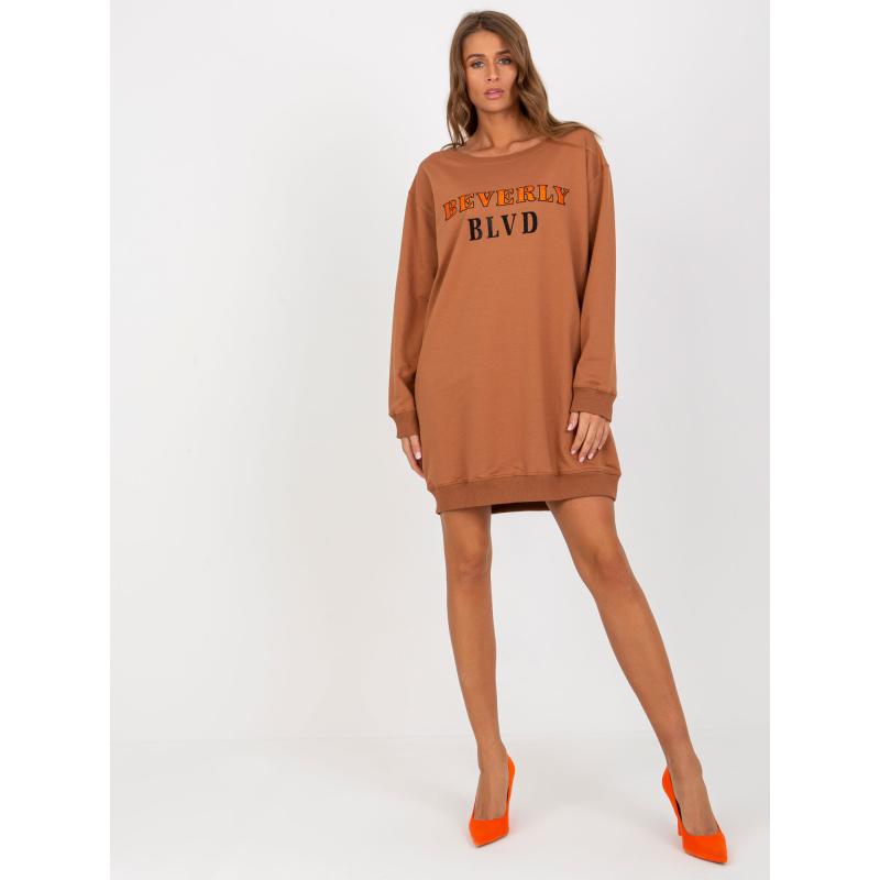 Női nyomtatott pulóver ADDY világosbarna