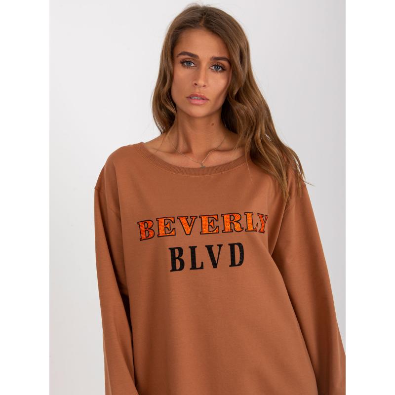 Női nyomtatott pulóver ADDY világosbarna