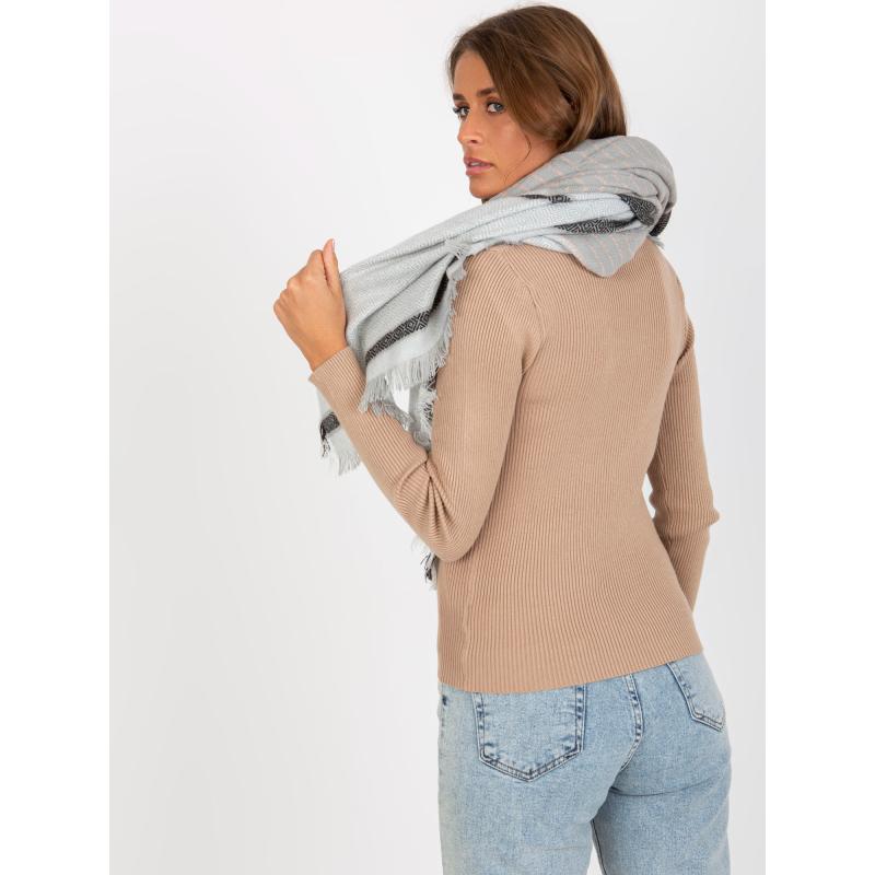 Dámská šála vzorovaná vlněná KEZIA šedočerná