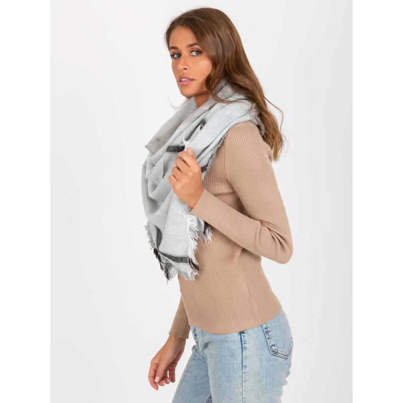 Dámská šála vzorovaná vlněná KEZIA šedočerná