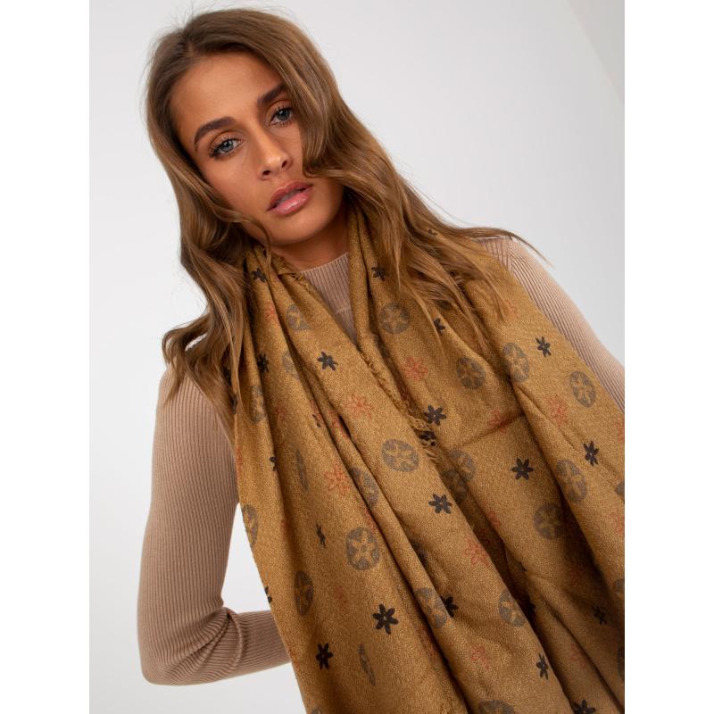 Dámská šála s potiskem MARILENE tmavě béžová 