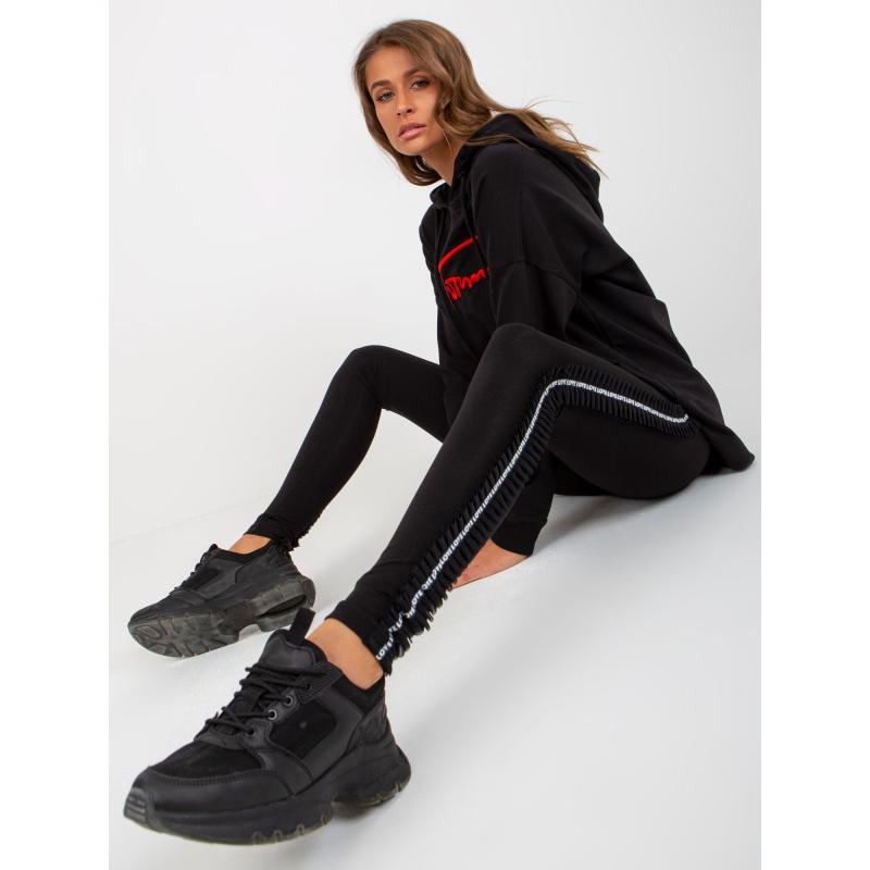 Dámske legíny s nápismi na bokoch LINA čierne