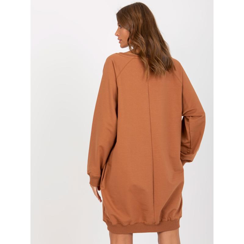 Dámska mikina s nápismi svetlo OVERSIZE hnedá