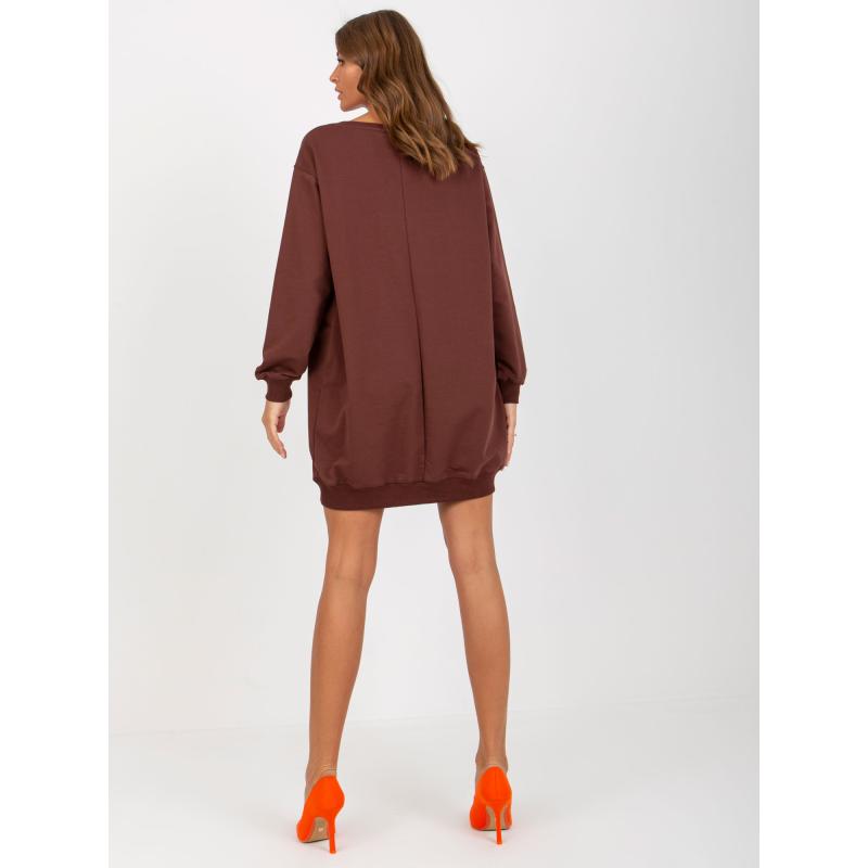 Női nyomtatott pulóver MORVEN sötétbarna