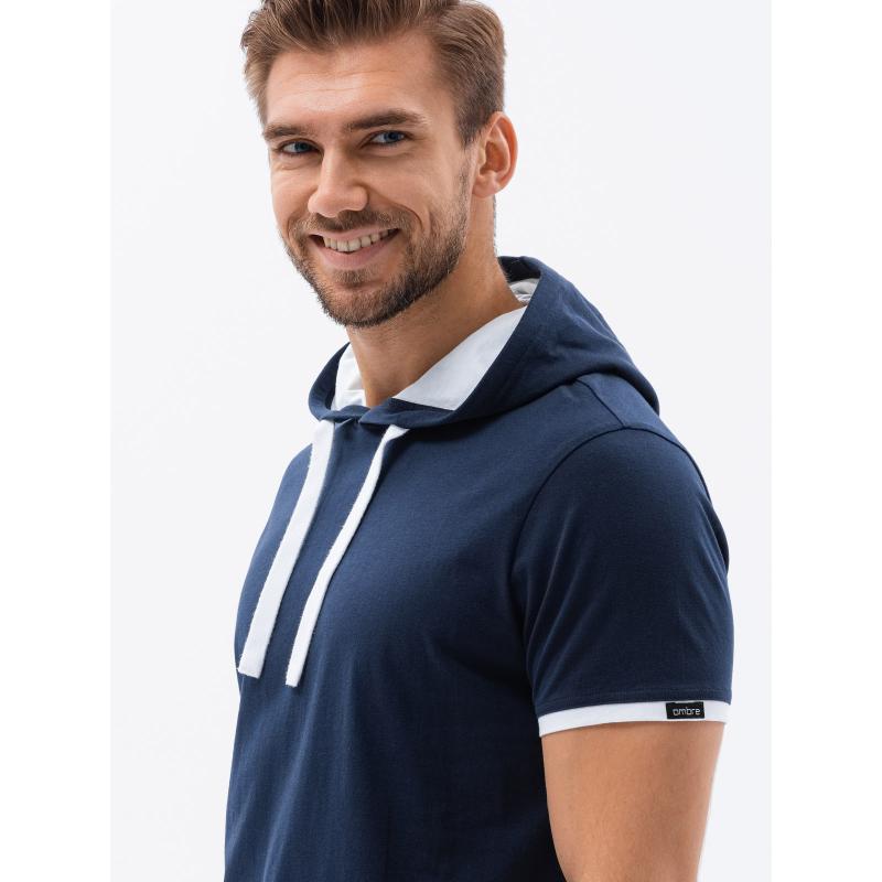 Pánské hladké tričko s kapucí ROCKE námořnická modrá