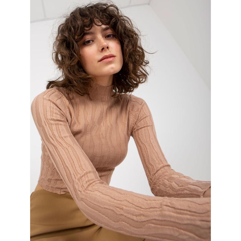 Női kardigán állógallérral SENNET sötétbézs sötétbézs