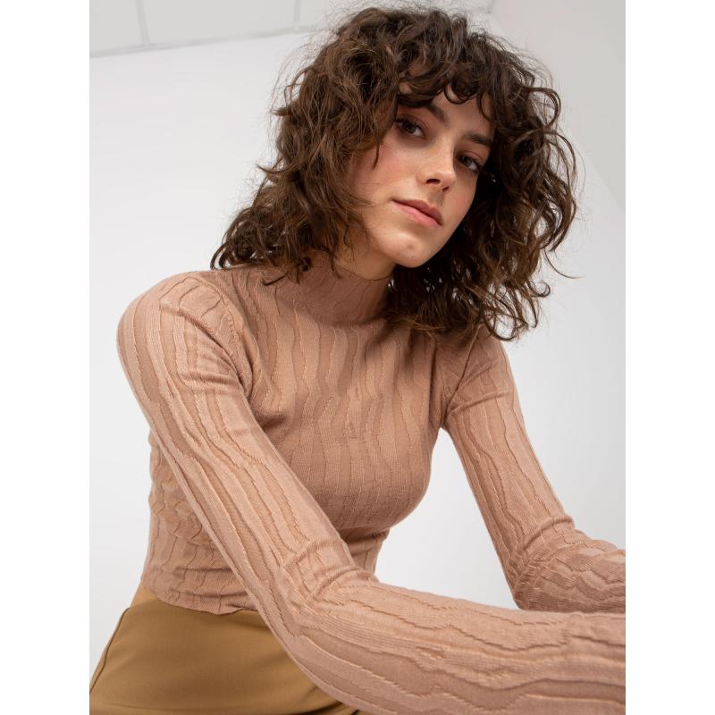 Női kardigán állógallérral SENNET sötétbézs sötétbézs