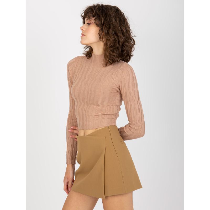 Női kardigán állógallérral SENNET sötétbézs sötétbézs