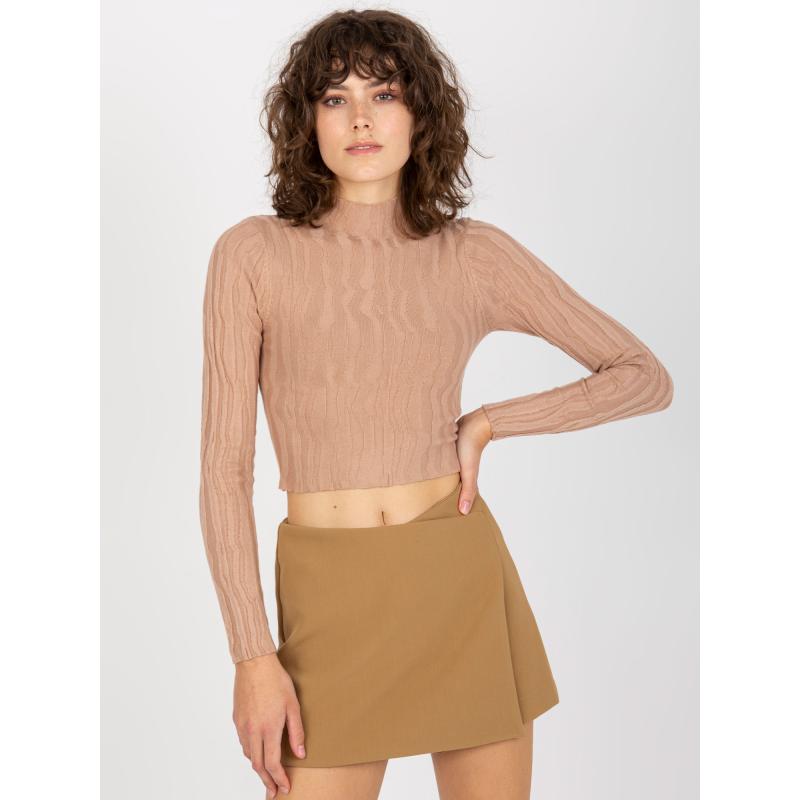 Női kardigán állógallérral SENNET sötétbézs sötétbézs