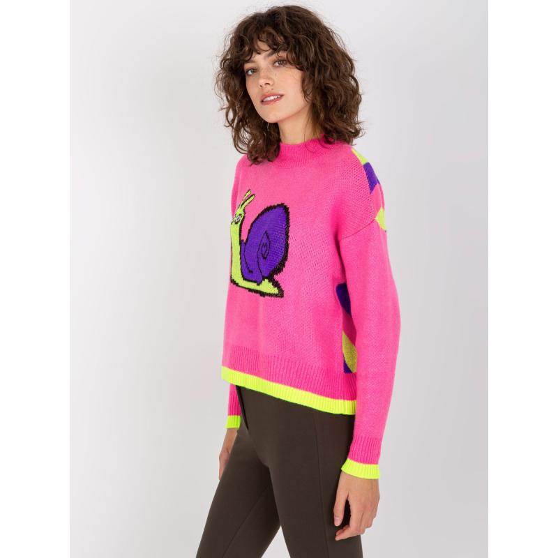 Dámský svetr s barevným potiskem LINETTE růžový