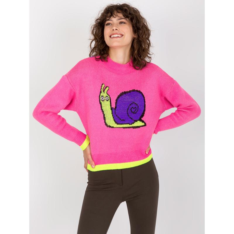 Dámský svetr s barevným potiskem LINETTE růžový