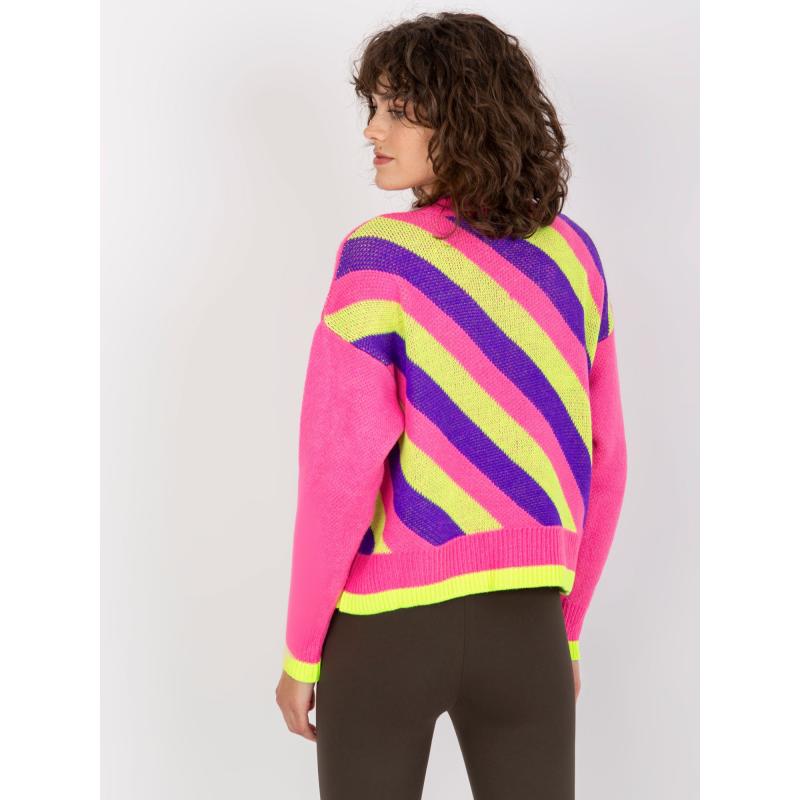 Dámský svetr s barevným potiskem LINETTE růžový