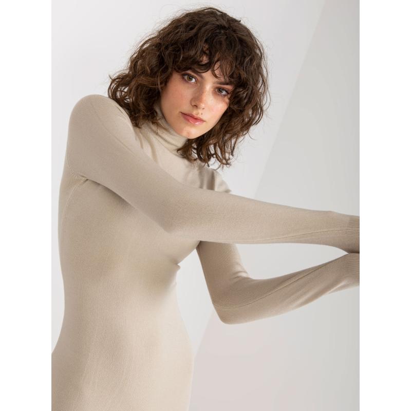 Dámske šaty s rolákom FITTED svetlo béžové