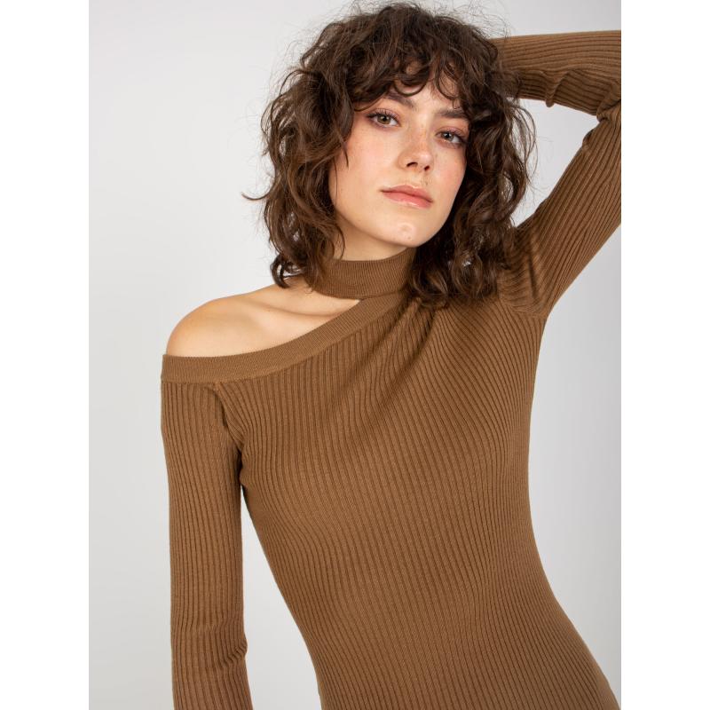 Dámske šaty pruhované mini FILICIA svetlo hnedé