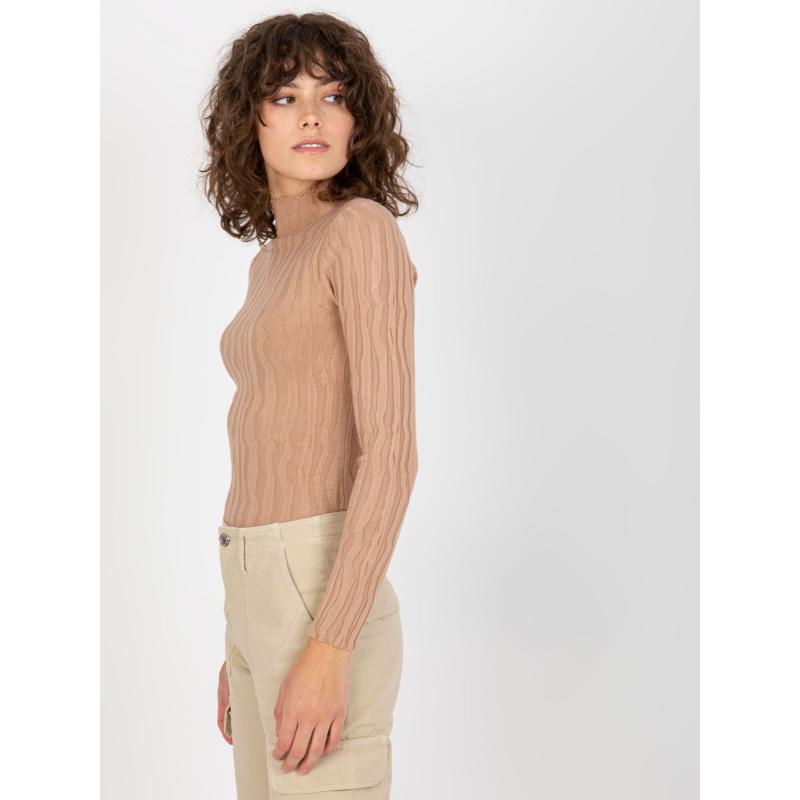 Női félgarbós pulóver JOELL barna