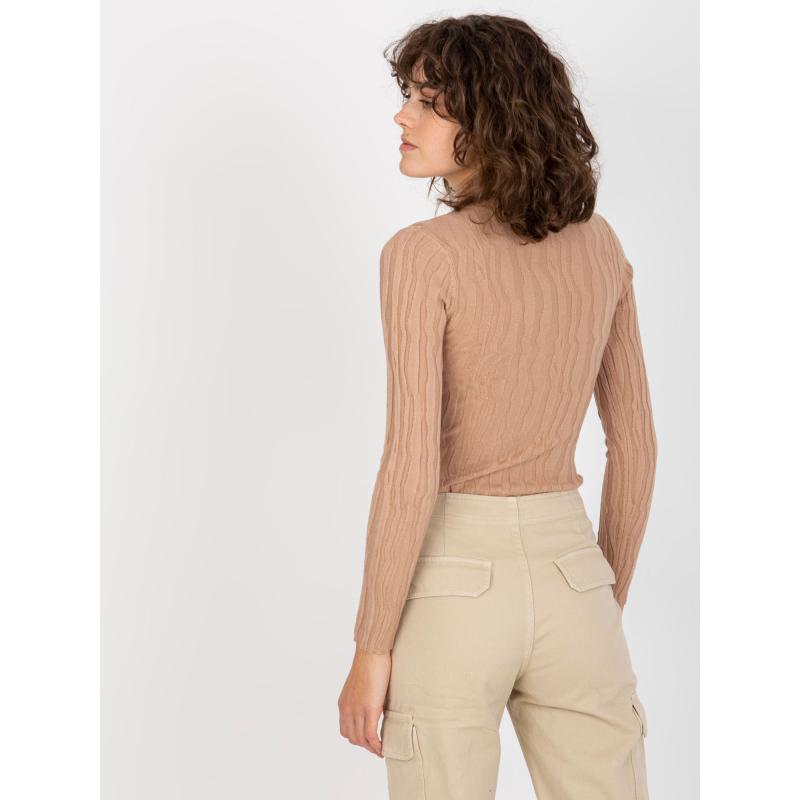 Női félgarbós pulóver JOELL barna