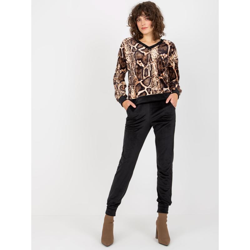 Dámský komplet s kalhotami RUE PARIS světle béžový a černý