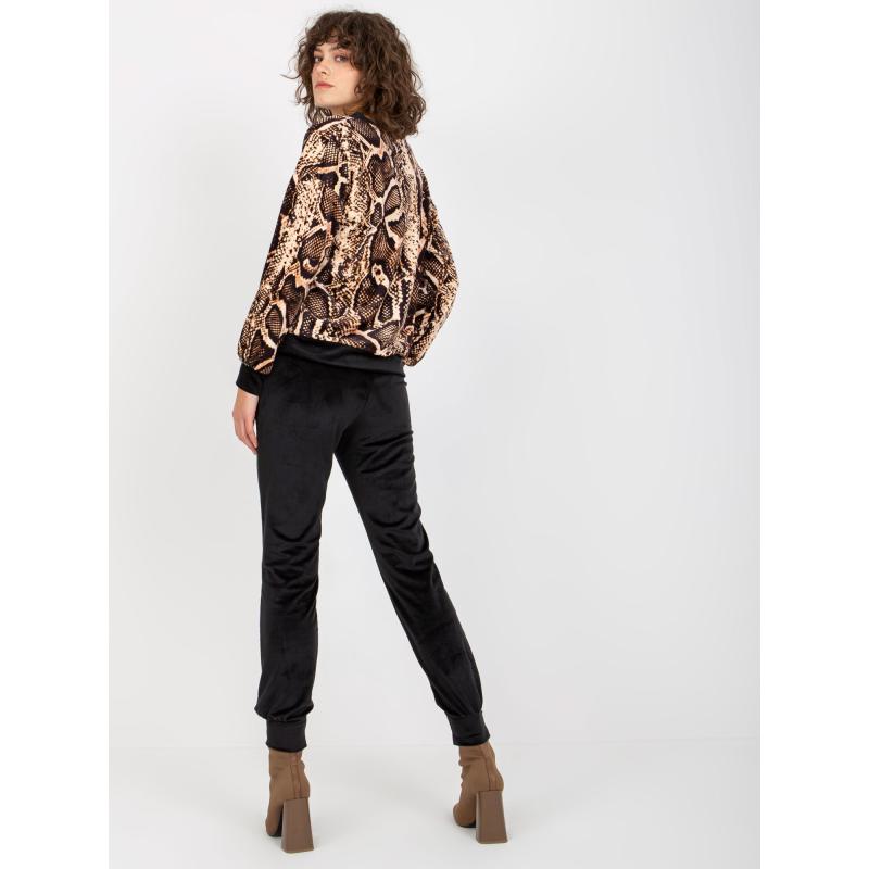 Dámský komplet s kalhotami RUE PARIS světle béžový a černý