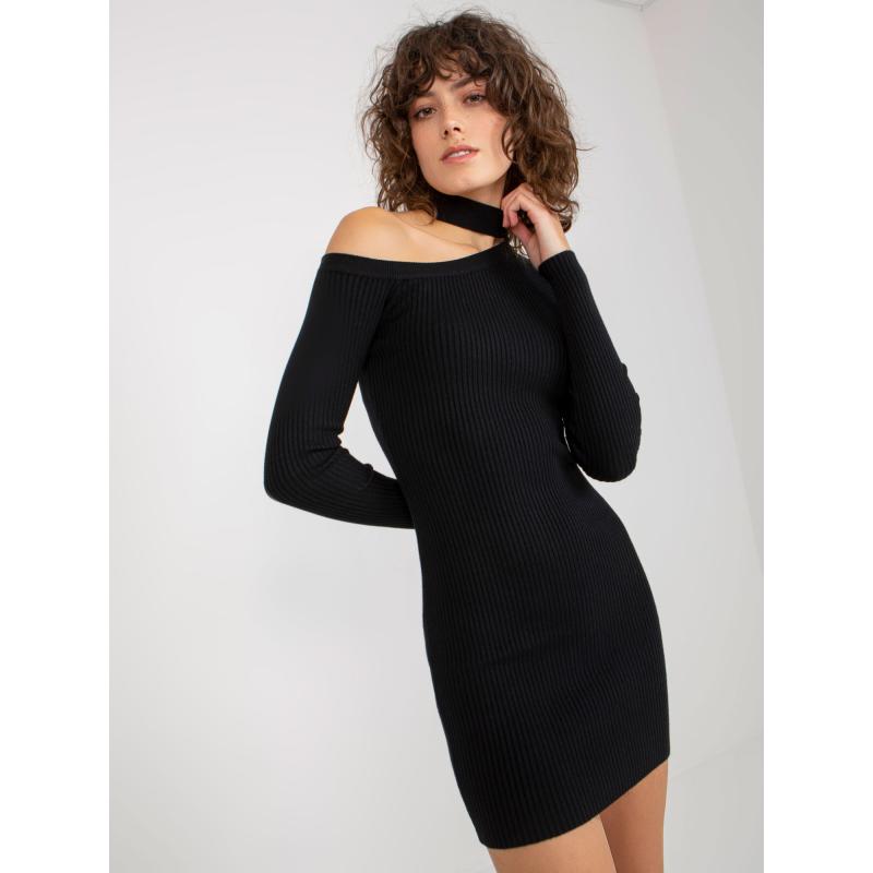 Dámske šaty s náprsenkou mini FLORIE čierne