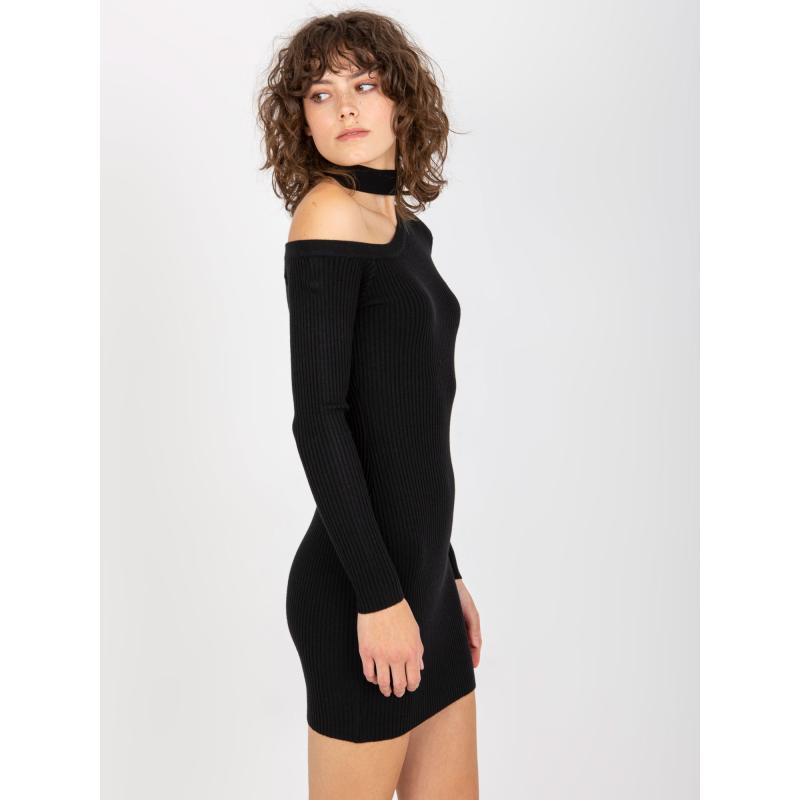 Dámske šaty s náprsenkou mini FLORIE čierne