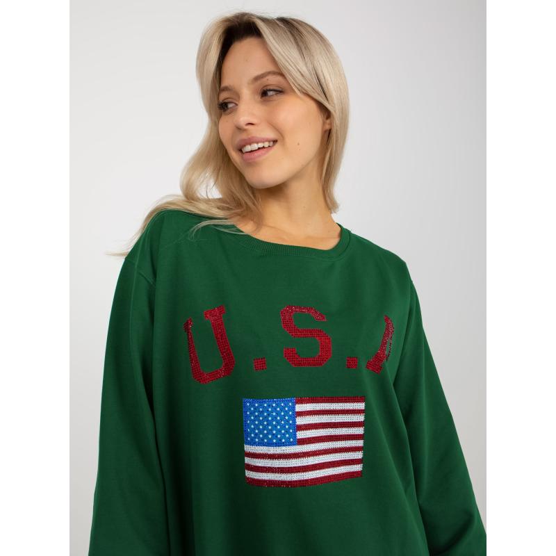 Női nyomtatott pulóver DESTINE sötétzöld