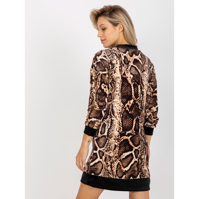 Dámské šaty s potiskem RUE PARIS světle béžové a černé 