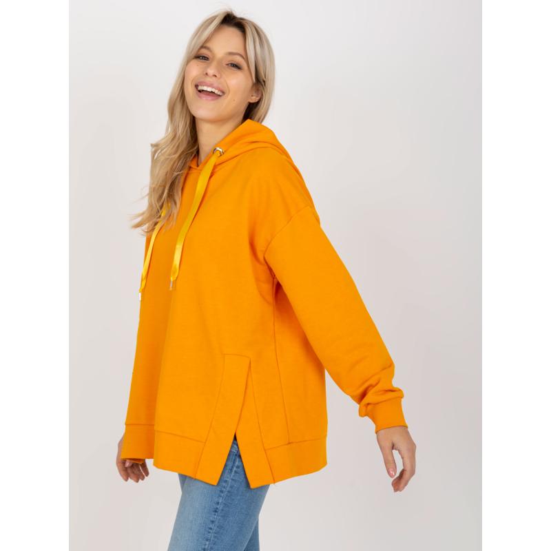 Dámská mikina s kapucí a rozparky DELIT tmavě žlutá