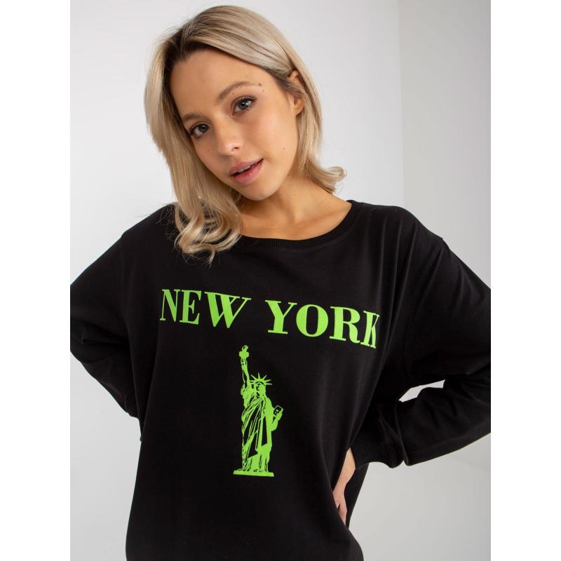 Dámska mikina s nadmernými nápismi ANGE čierno-zelená