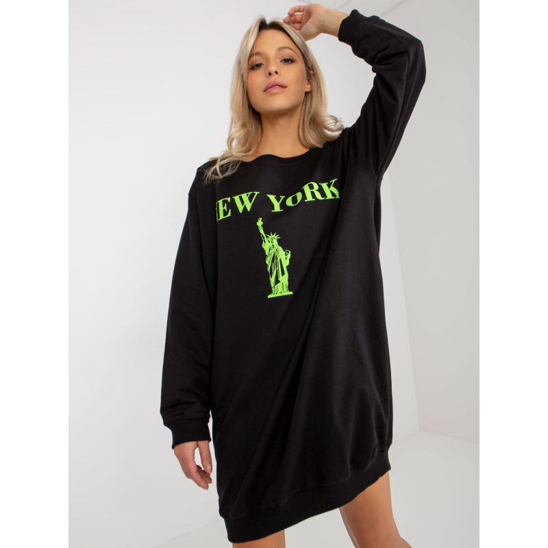 Dámska mikina s nadmernými nápismi ANGE čierno-zelená