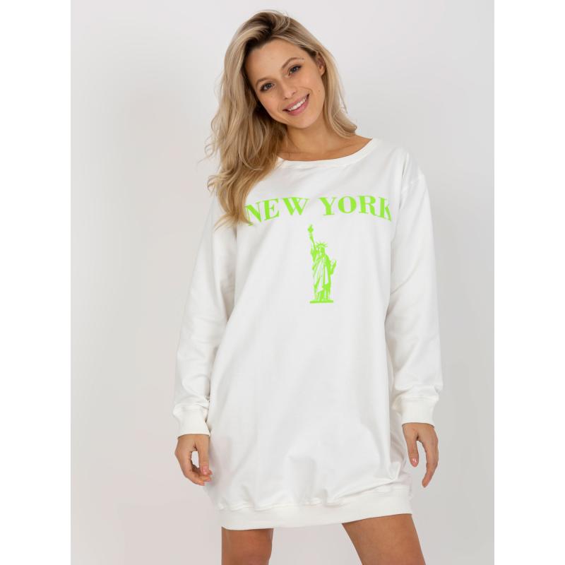 Dámska mikina s potlačou oversize BRIGETTE ecru-zelená