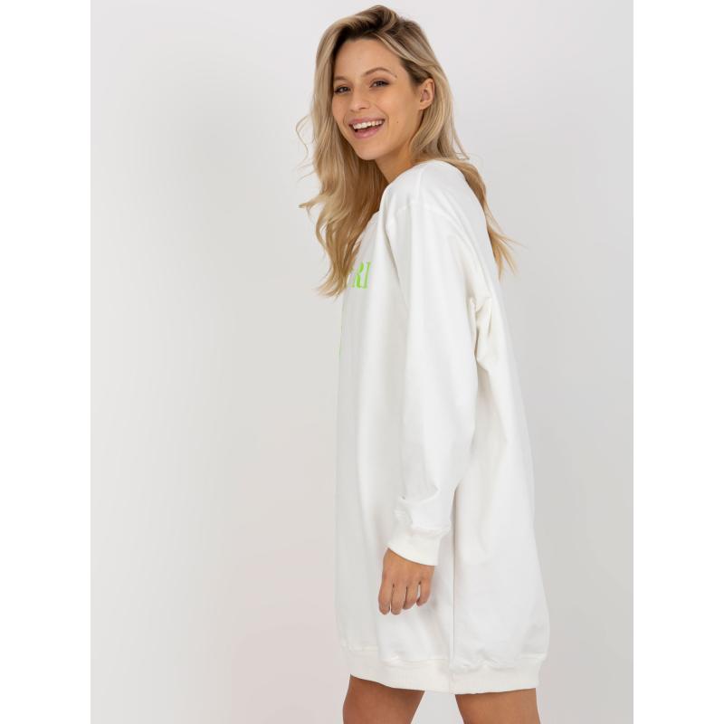 Dámska mikina s potlačou oversize BRIGETTE ecru-zelená