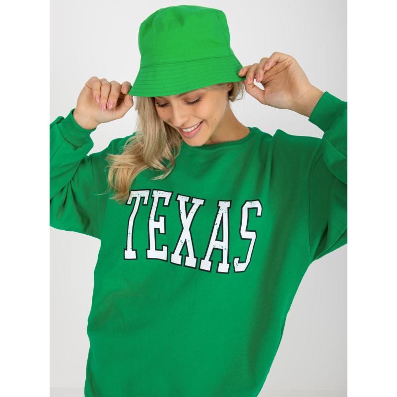 Női nyomtatott pulóver zsebekkel CADENCE zöld