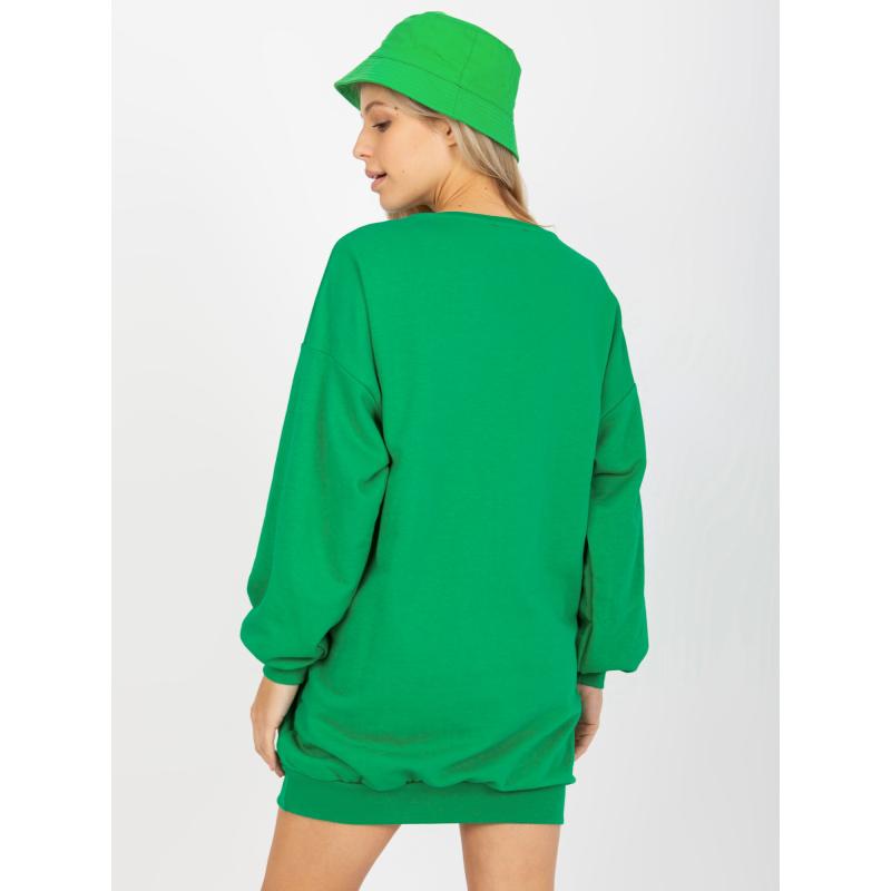 Női nyomtatott pulóver zsebekkel CADENCE zöld