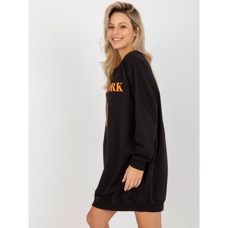 Dámska mikina s potlačou dlhá oversize LAVERN čierno-oranžová