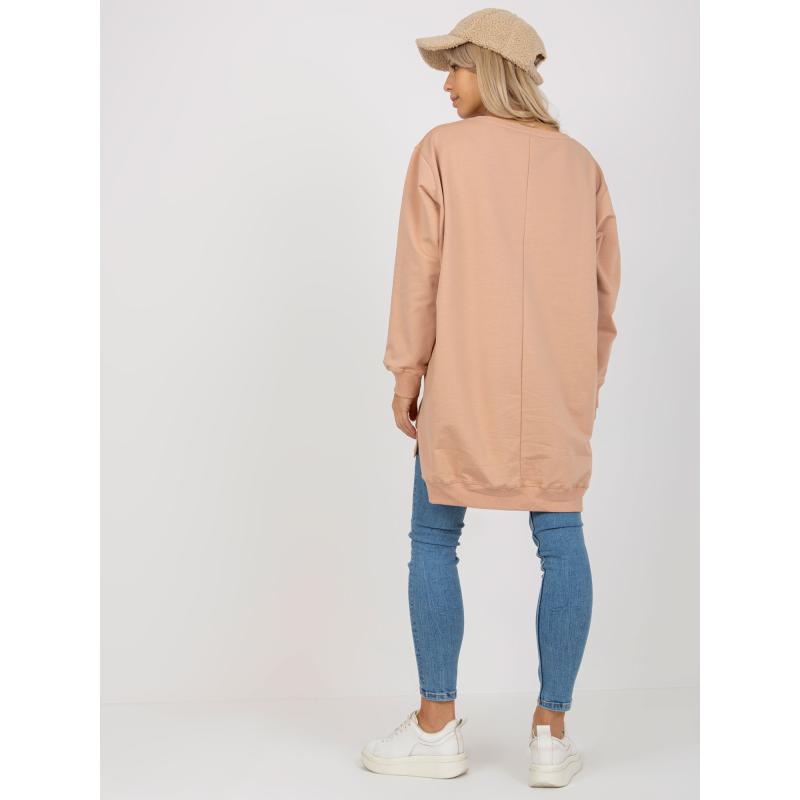 Női pulóver ELLAYNA felirattal, bézs-rózsaszín