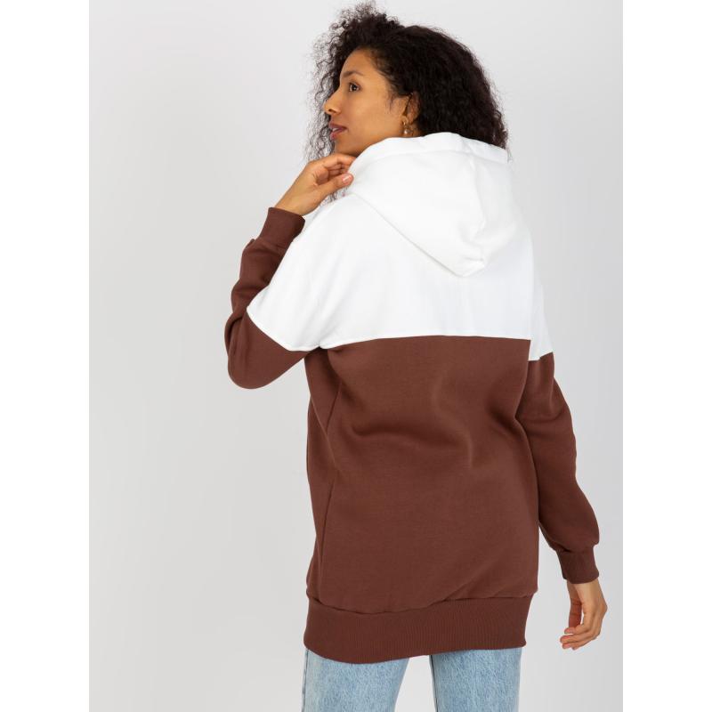 Dámská mikina dlouhá se zipem DESDA ecru-hnědá 