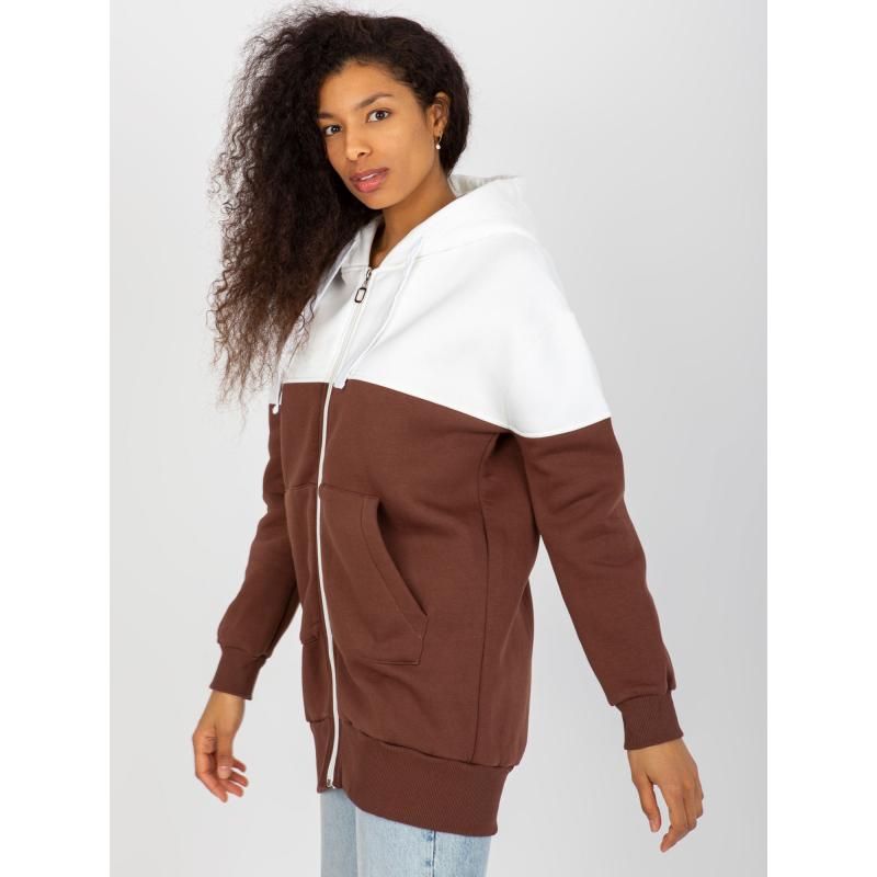 Dámská mikina dlouhá se zipem DESDA ecru-hnědá 